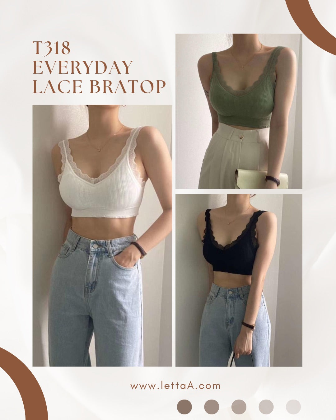 #T318  EVERYDAY LACE BRATOP