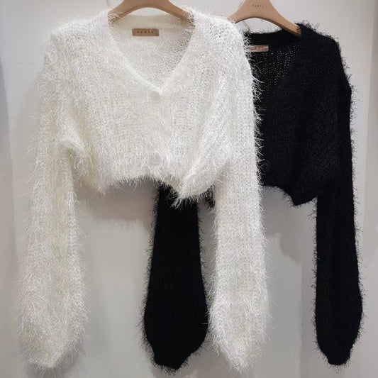 T697 FIZZY CROP CARDIGAN