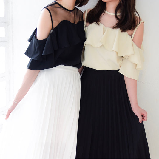 #T050 COCKTAIL RUFFLE TOP