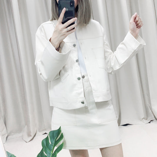 #B019 WHITE THEME SKIRT - Letta A