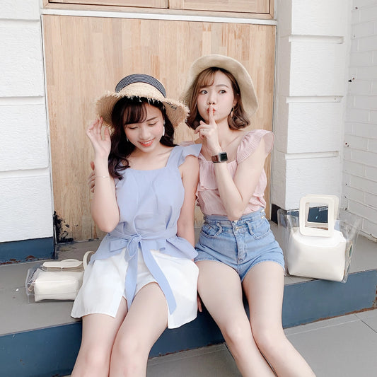 #T099 DAY N NIGHT RUFFLE RIBBON TOP