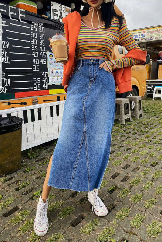 J152 NEAT DENIM SKIRT