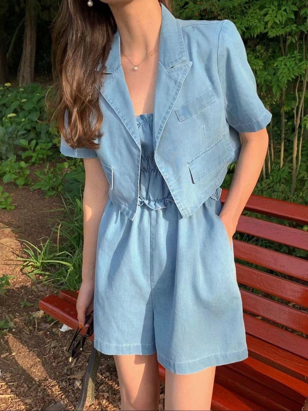 T540 DENIM JUMPSUIT SET