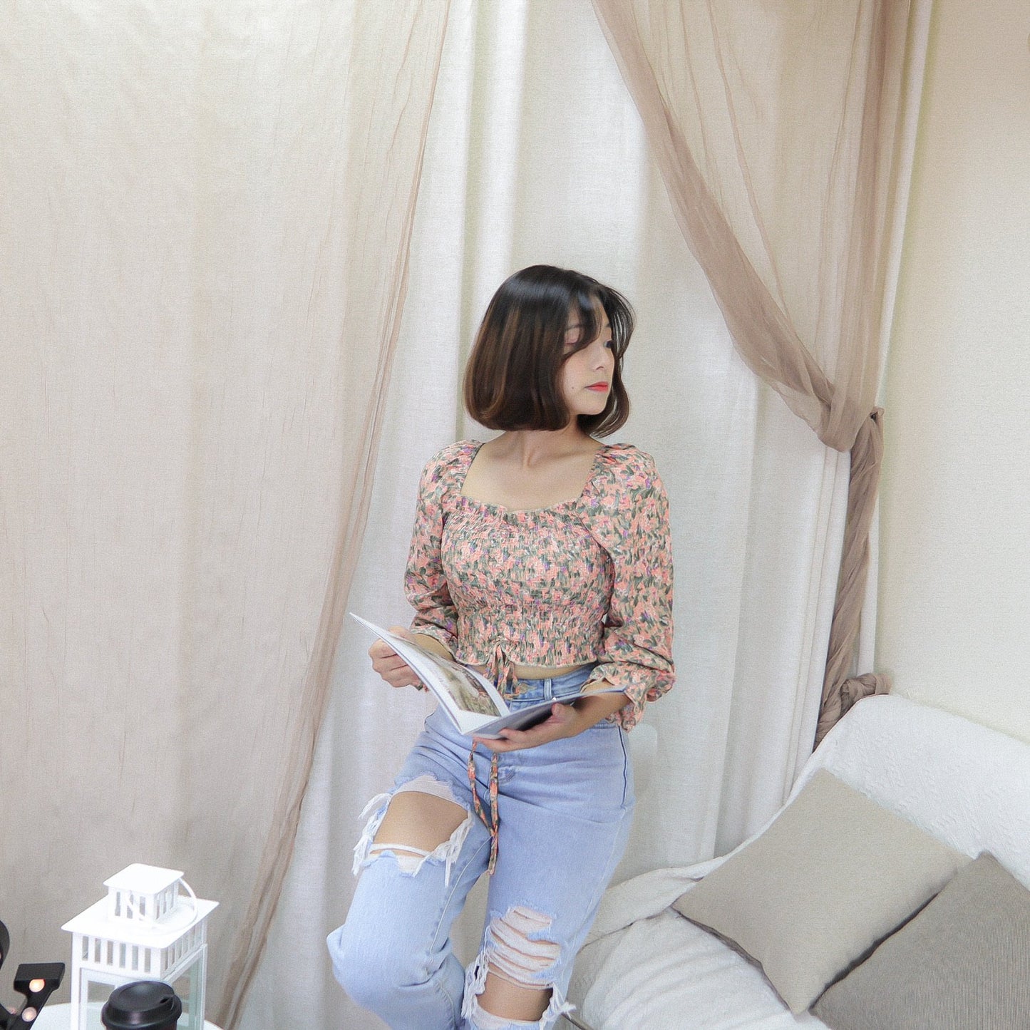 T376 FLORAL VINTAGE TOP - Letta A