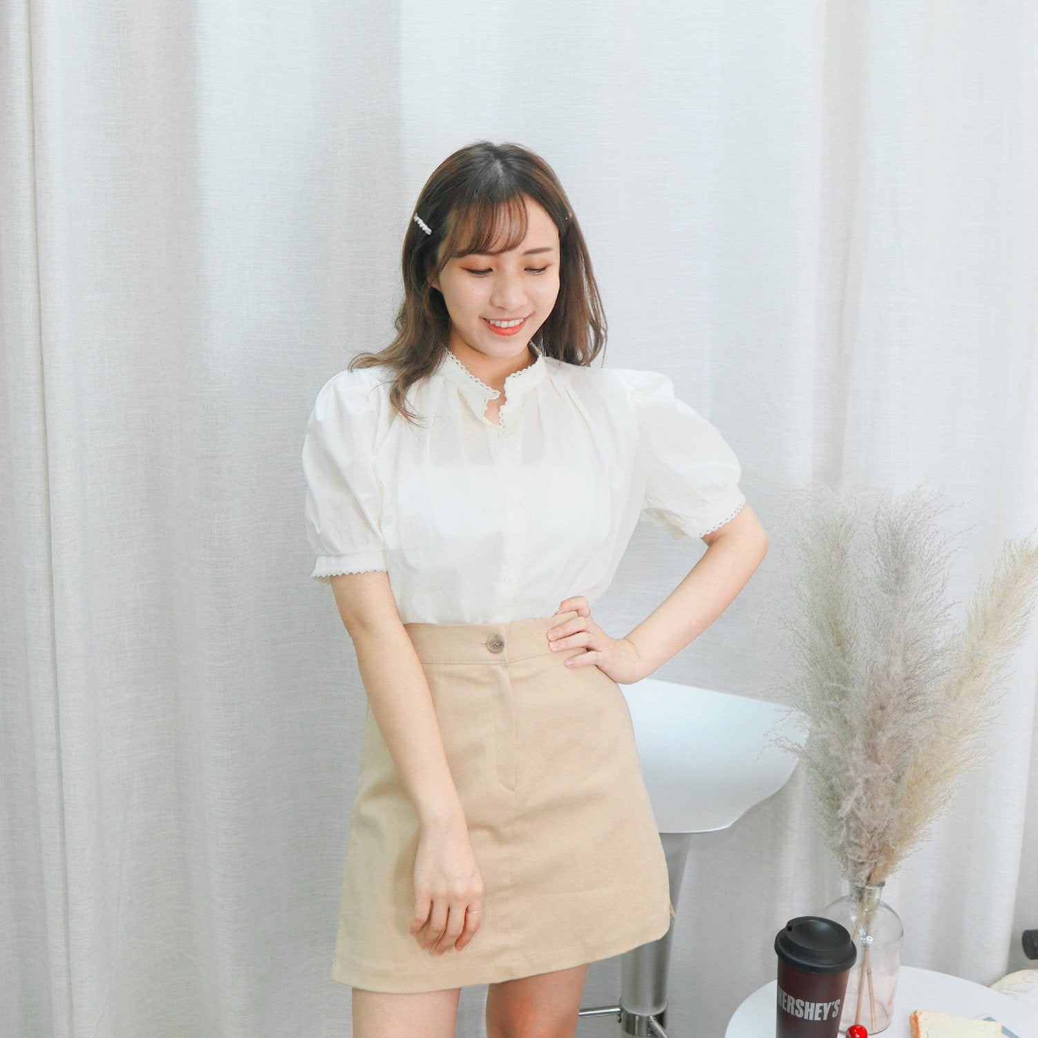 #T300 CREAM BEIGE BLOUSE - Letta A